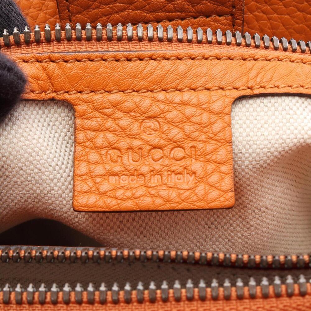 GUCCI Orange Leather Bamboo Tote Bag - Picture 4 of 8